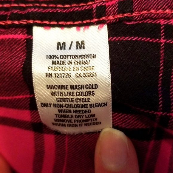 Aeropostale Plaid Button Up, Size M, Pink/Black - Picture 4 of 5
